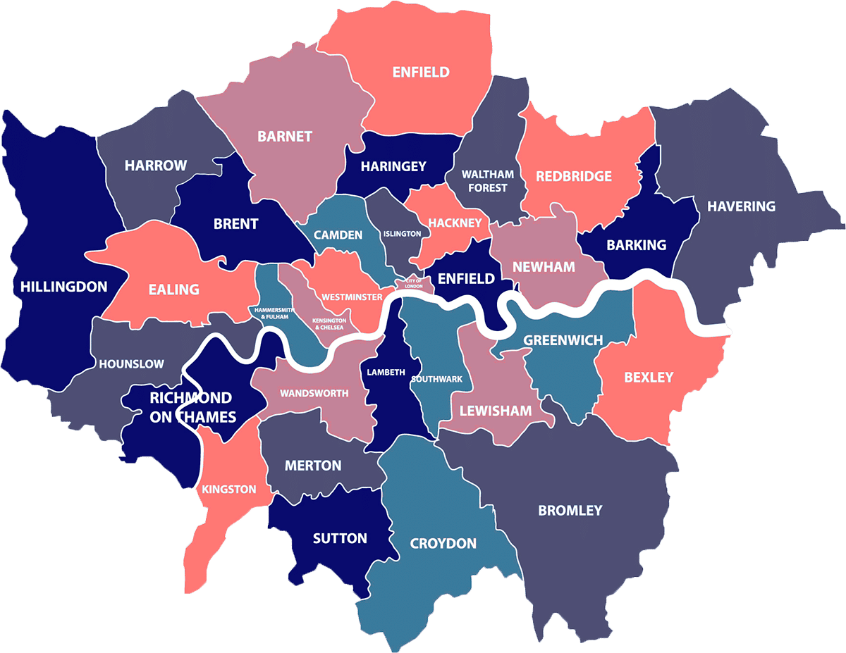 carte des quartiers de Londres